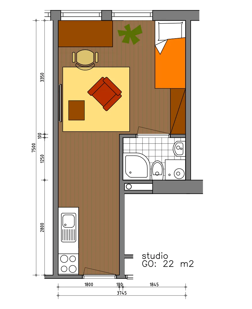 Grundriss von Studio 13