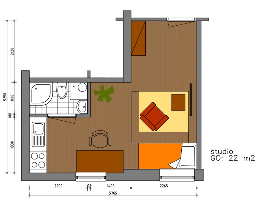 Grundriss von Studio 1